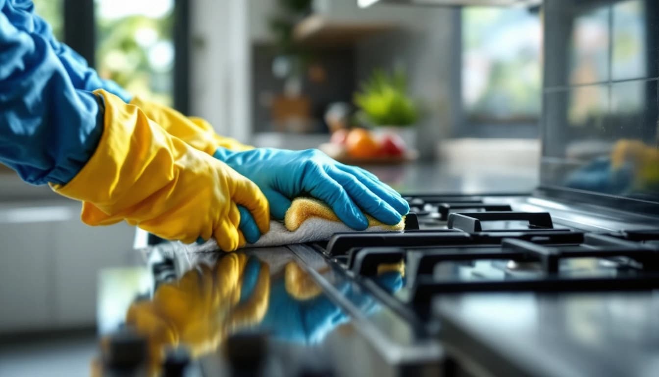Professional deep cleaning of a Keller, TX home kitchen with detailed attention to fixtures and surfaces