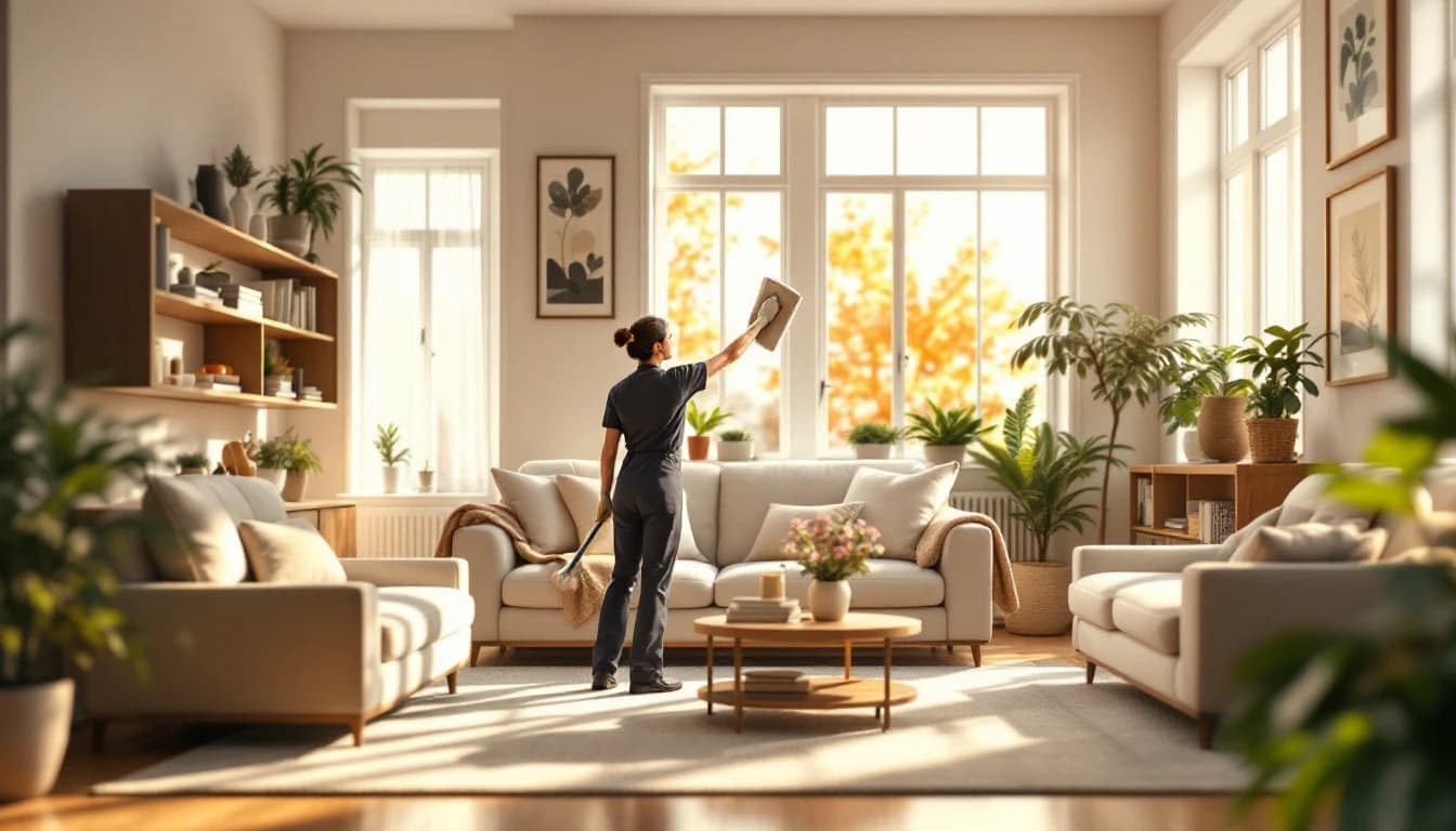 Clean, bright living room in a large Aledo, TX family home after a recurring maid visit