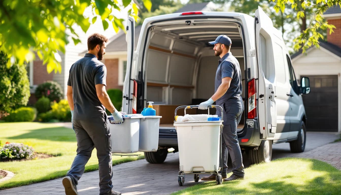 Cleaning crew arriving on time at a suburban DFW home in the morning