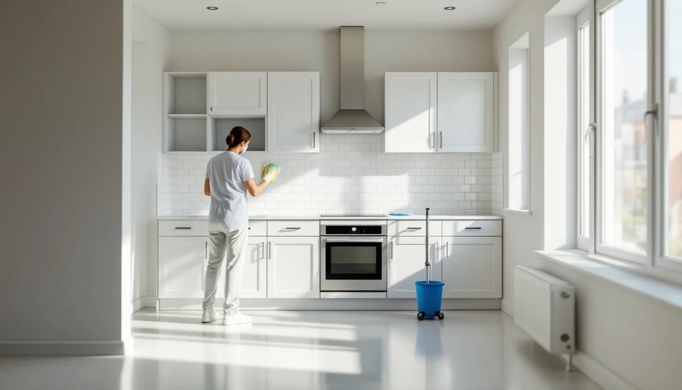 Deposit-ready move-out cleaning of an empty Mansfield, TX apartment kitchen and bathroom